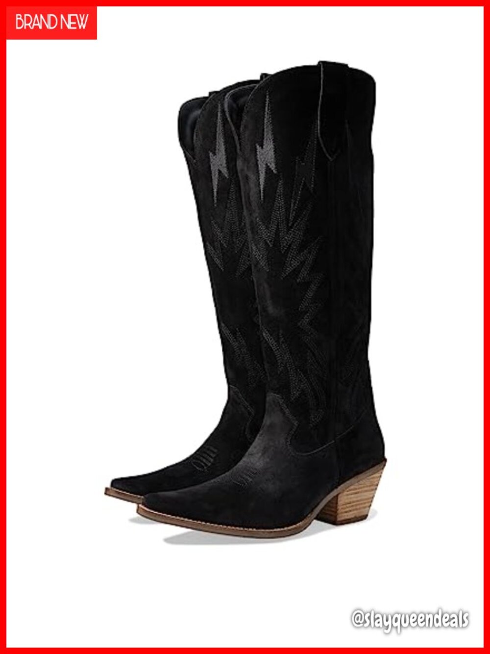 Genuine Leather Snip Toe Cowboy Boots Knee High Equestrian